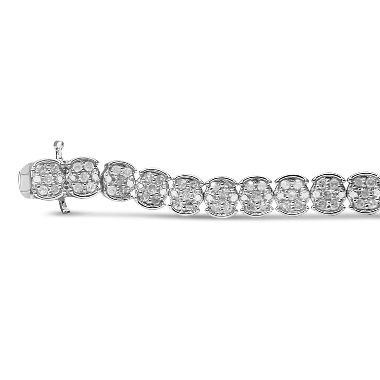 Sterling Silver Diamond Cluster Link Bracelet - Pop&