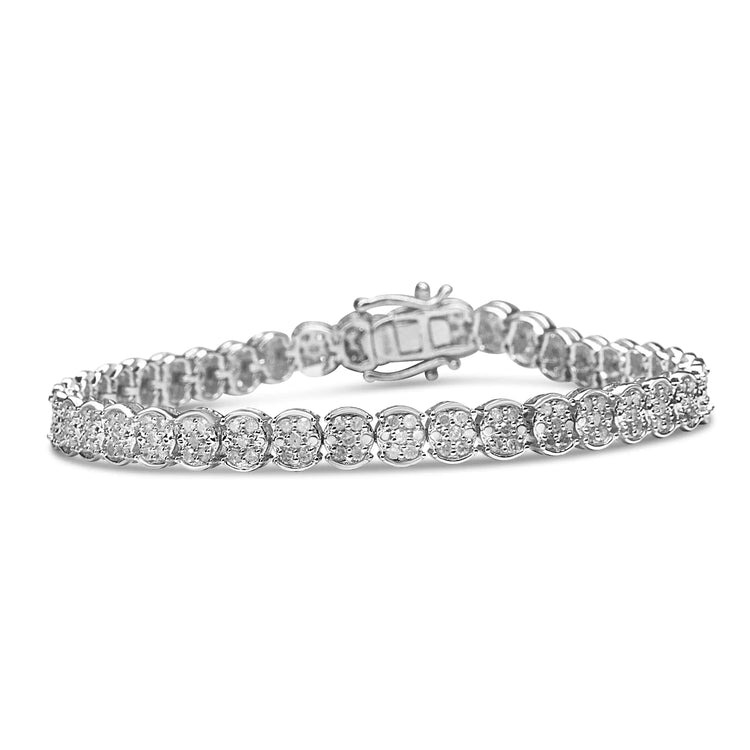 Sterling Silver Diamond Cluster Link Bracelet - Pop&