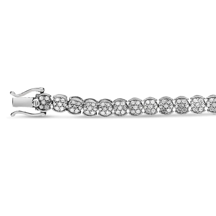 Sterling Silver Diamond Cluster Link Bracelet - Pop&