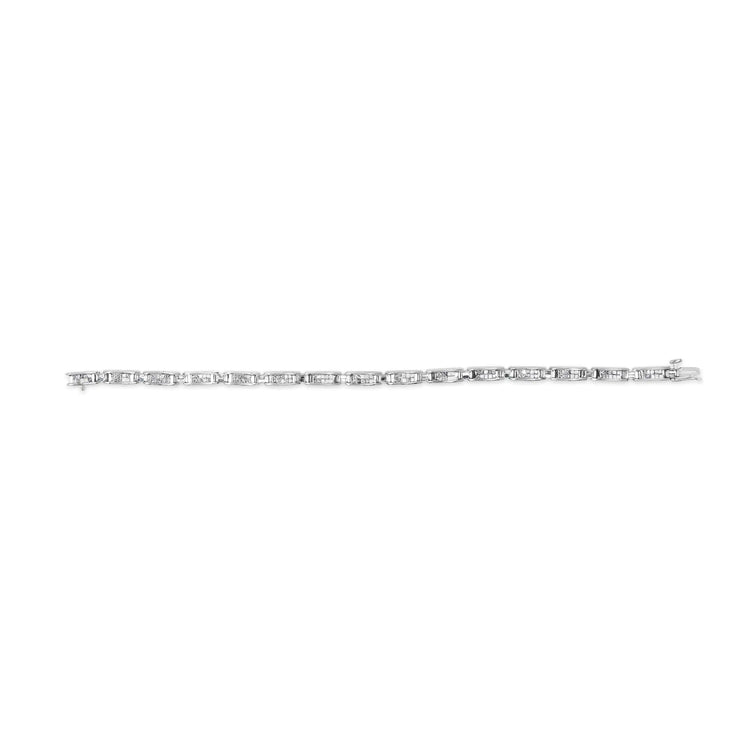 14K White Gold Diamond Tennis Bracelet – 2.0 CTTW with Princess and Baguette Cuts - Pop&