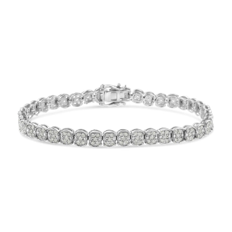 Sterling Silver Diamond Cluster Link Bracelet - Pop&