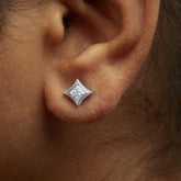 10K White Gold 1/2 Cttw Invisible Set Princess - Cut Diamond Stud Earrings (H - I Color, SI2 - I1 Clarity) - Pop&