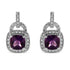 .925 Sterling Silver 8MM Amethyst & Diamond Accent Halo Dangle Earrings – I - J Color, I2 - I3 Clarity - Pop&