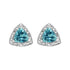 .925 Sterling Silver 6x6 mm Trillion Cut Blue Topaz Gemstone and Diamond Accent Stud Earring (I - J Color, I1 - I2 Clarity) - Pop&