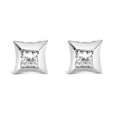 10K White Gold 1/2 Cttw Invisible Set Princess - Cut Diamond Stud Earrings (H - I Color, SI2 - I1 Clarity) - Pop&