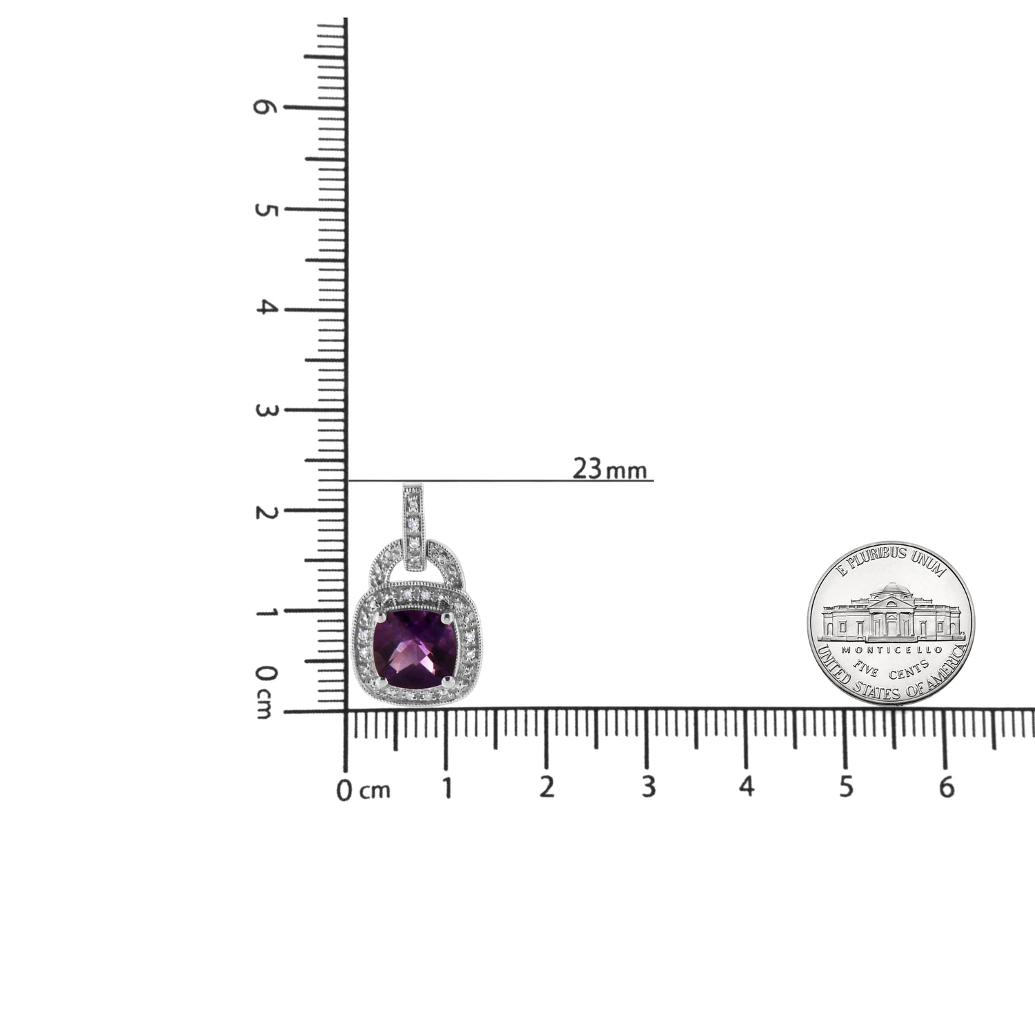.925 Sterling Silver 8MM Amethyst & Diamond Accent Halo Dangle Earrings – I - J Color, I2 - I3 Clarity - Pop&