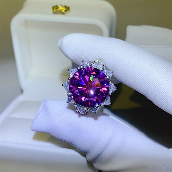 10 Carat Moissanite 925 Sterling Silver Flower Shape Ring - Pop&