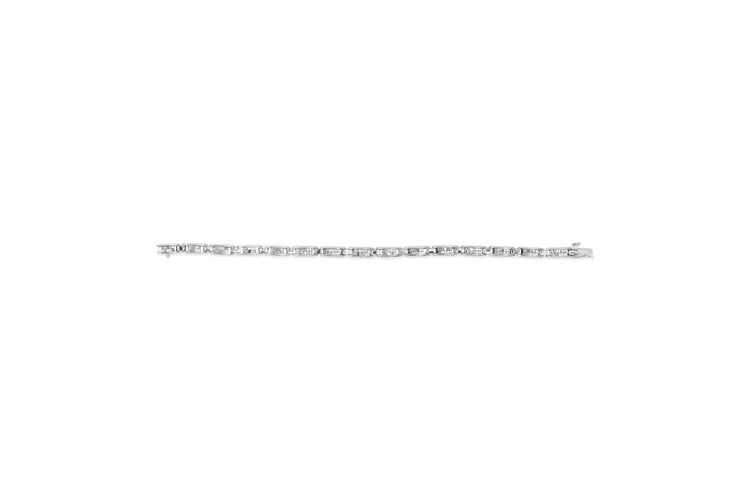 14K White Gold Diamond Tennis Bracelet – 2.0 CTTW with Princess and Baguette Cuts - Pop&