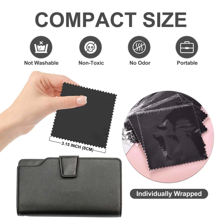 SEVENWELL 100pcs Jewelry Cleaning Cloth – Black Polishing Cloth for Sterling Silver, Gold, Platinum (8x8cm) - Pop&