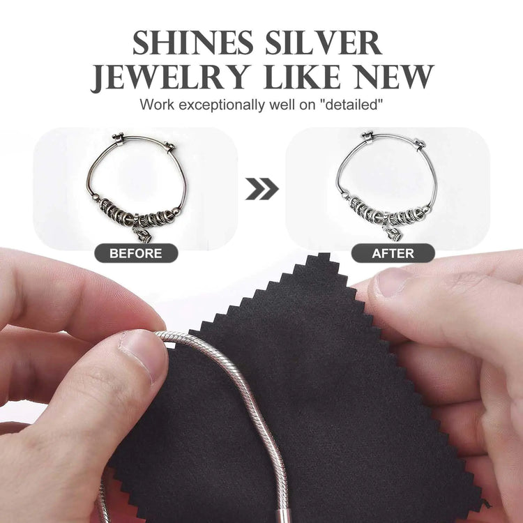 SEVENWELL 100pcs Jewelry Cleaning Cloth – Black Polishing Cloth for Sterling Silver, Gold, Platinum (8x8cm) - Pop&