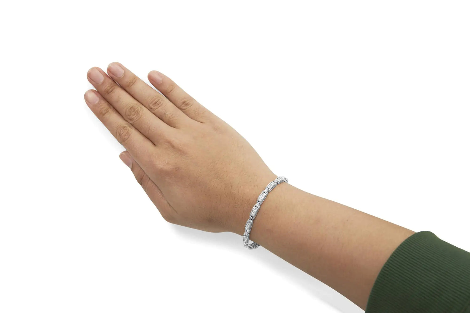 14K White Gold Diamond Tennis Bracelet – 2.0 CTTW with Princess and Baguette Cuts - Pop&