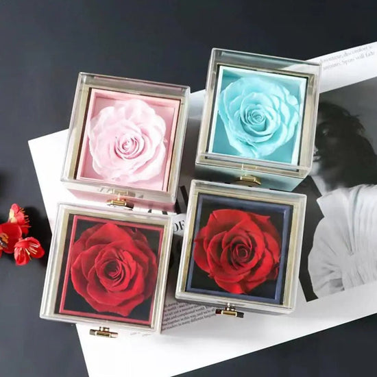 Rotating Rose Gift Box Acrylic Necklace Flower Jewelry Box - Pop&