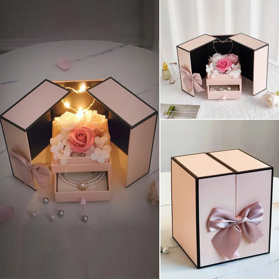 LED Soap Rose Flower Lipstick Jewelry Packaging Gift Box - Pop&